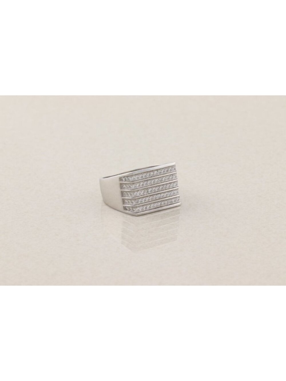 Men's Sterling Silver Sparkly Cubic Zirconia Ring Size 9 3/4 - Picture 7 of 8